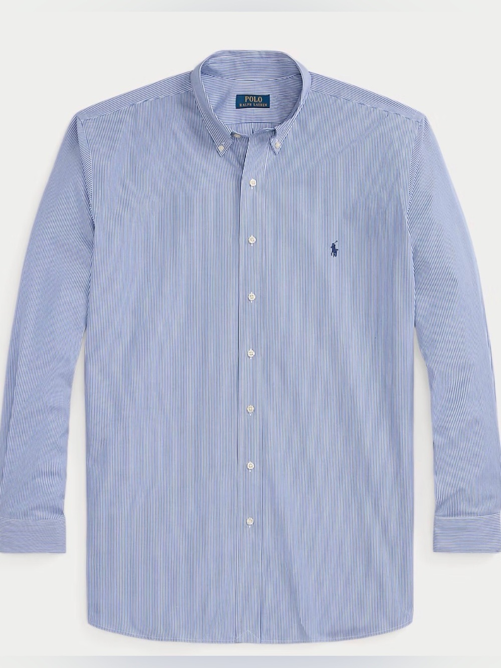 Polo Ralph Lauren Stretch Poplin Button Down Shirt Blue White Striped Men’s 2XB